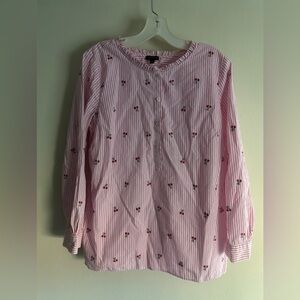 Talbots Women’s Shirt Jacquard Popover Cherry print